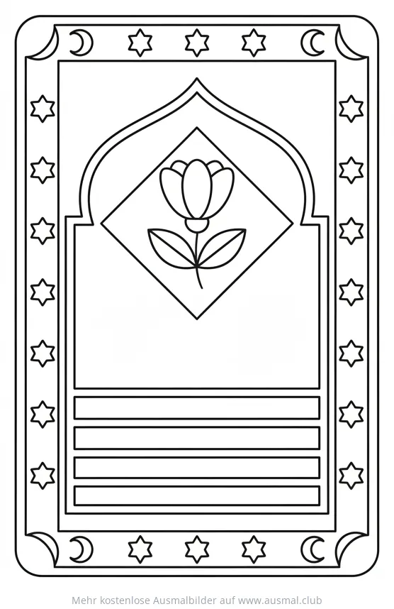 Gebetsteppich Ausmalbild mit floralem Muster