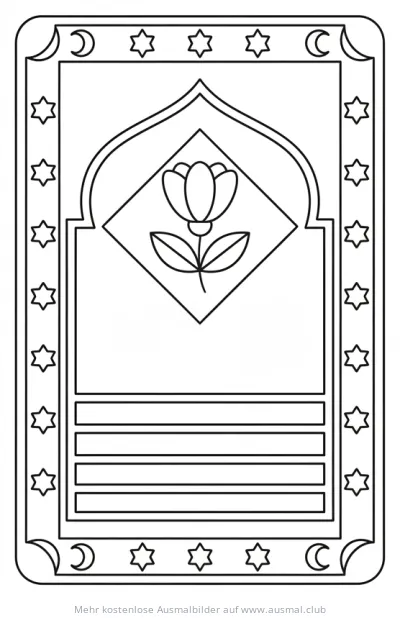 Gebetsteppich Ausmalbild mit floralem Muster