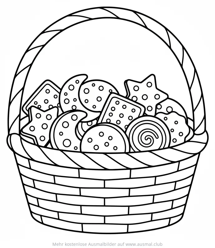 Korb mit Keksen Ausmalbild für Zuckerfest