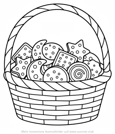 Korb mit Keksen Ausmalbild für Zuckerfest