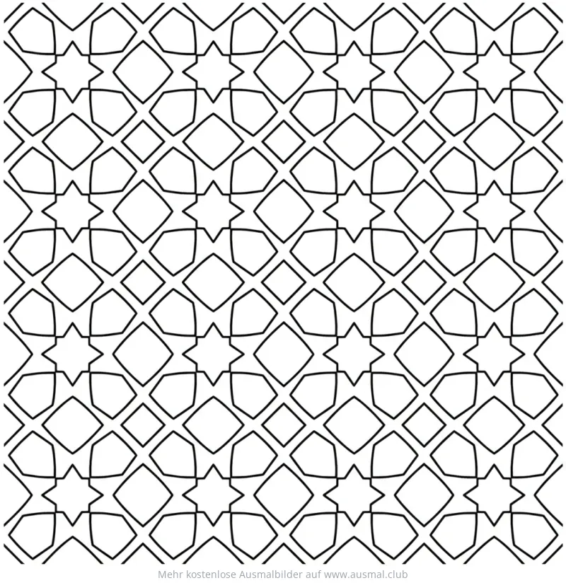 Sternenmuster Ausmalbild für Ramadan und Zuckerfest