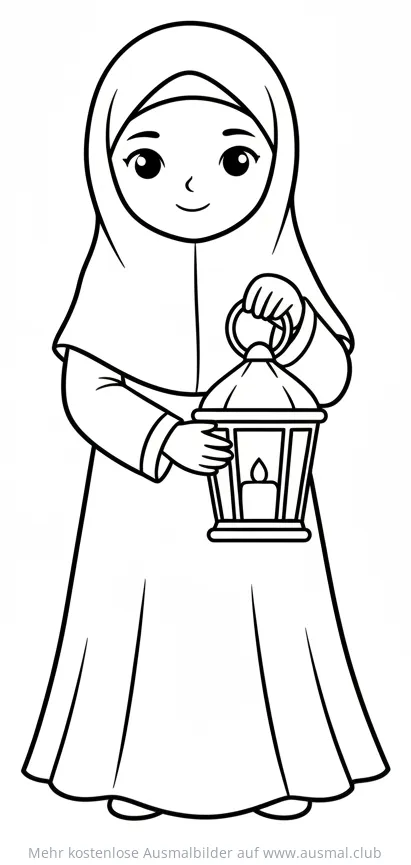 Mädchen mit Laterne Ausmalbild