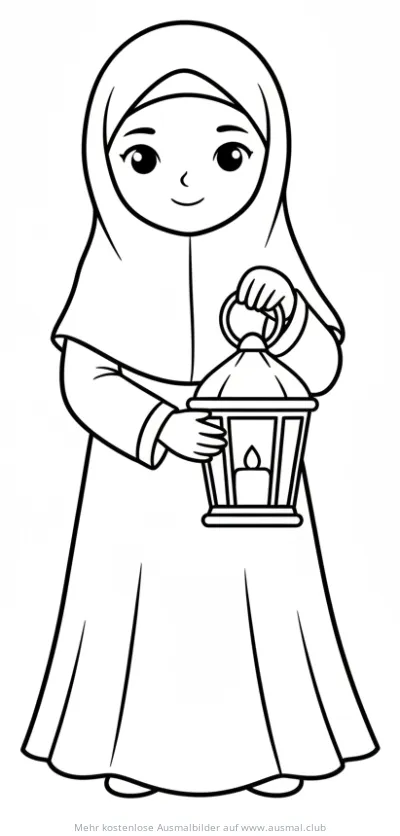 Mädchen mit Laterne Ausmalbild