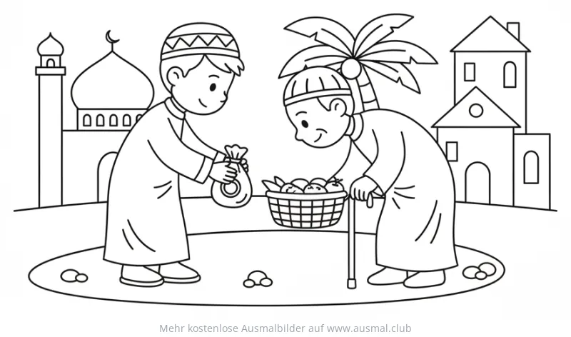 Zakat Spenden Ausmalbild im Ramadan