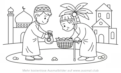 Zakat Spenden Ausmalbild im Ramadan
