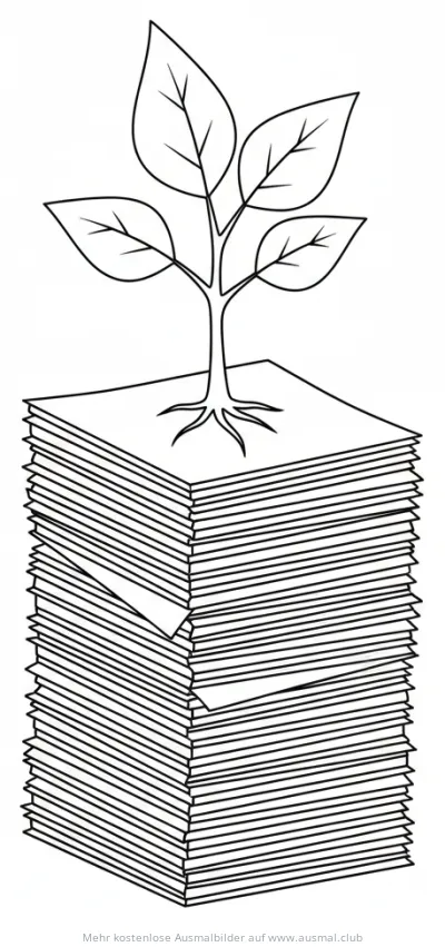 Papierstapel mit Baum Ausmalbild
