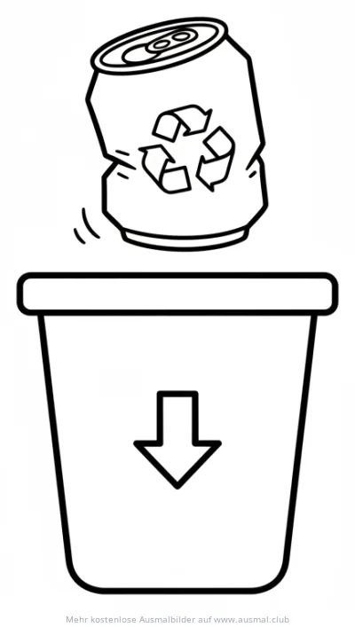 Aluminiumdose im Mülleimer Ausmalbild