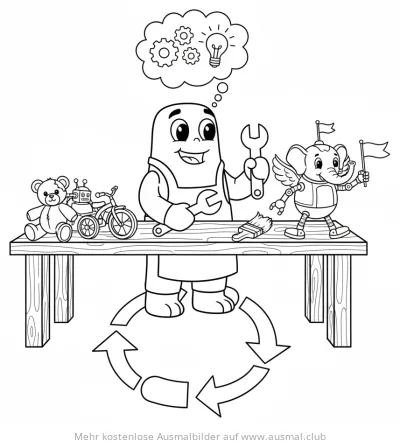 Handwerker repariert Spielzeug Ausmalbild