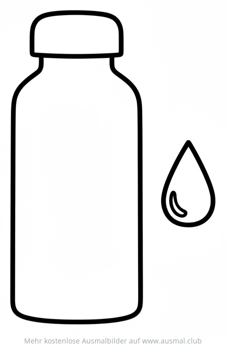 Trinkflasche Ausmalbild mit Wassertropfen