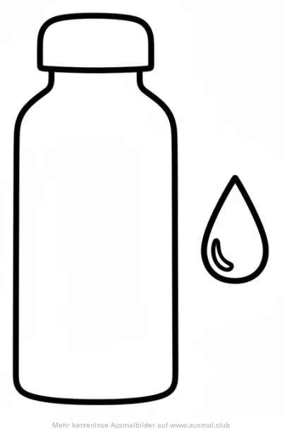 Trinkflasche Ausmalbild mit Wassertropfen