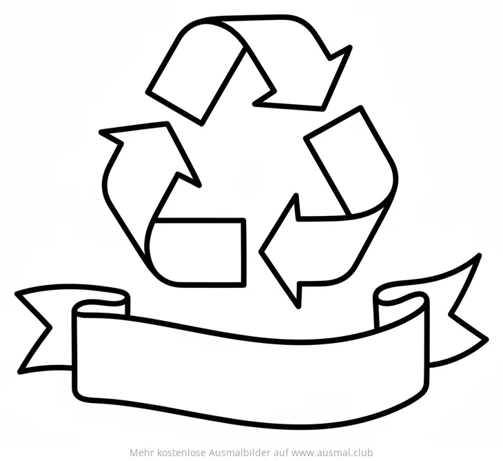 Recycling Symbol Ausmalbild mit Banner