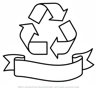 Recycling Symbol Ausmalbild mit Banner