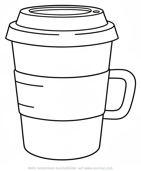 Kaffeebecher mit Deckel und Manschette Ausmalbild