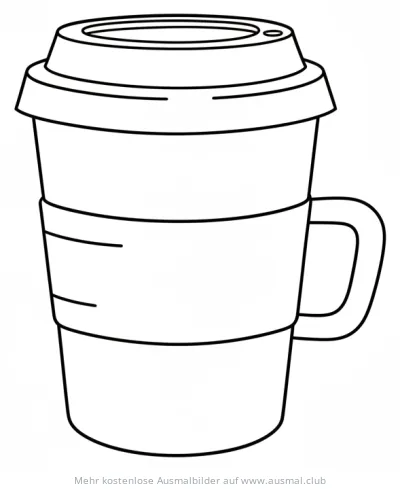 Kaffeebecher mit Deckel und Manschette Ausmalbild