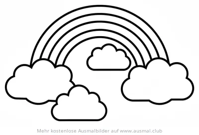 Einfaches Regenbogen Ausmalbild mit Wolken