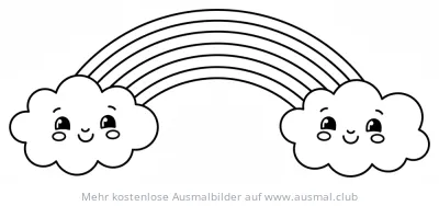 Regenbogen mit Wolken Ausmalbild