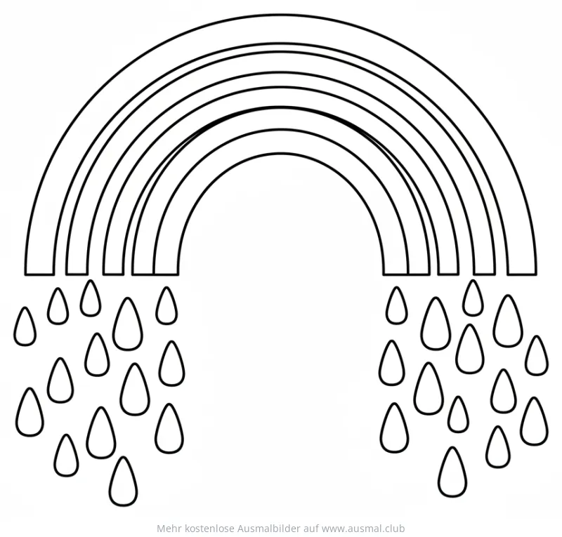 Regenbogen mit Regen Ausmalbild