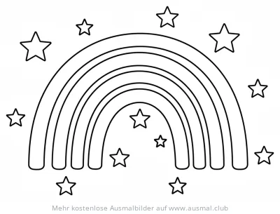 Regenbogen und Sterne Ausmalbild