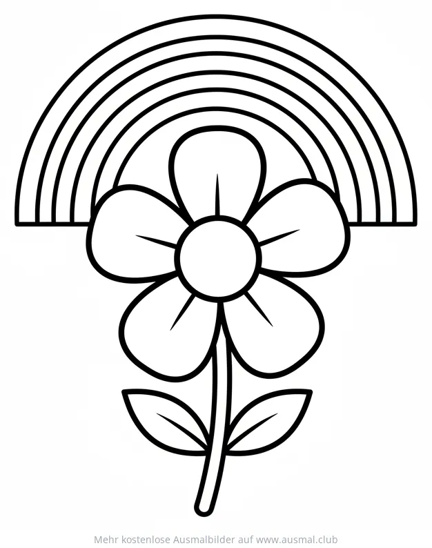 Regenbogen und Blume Ausmalbild