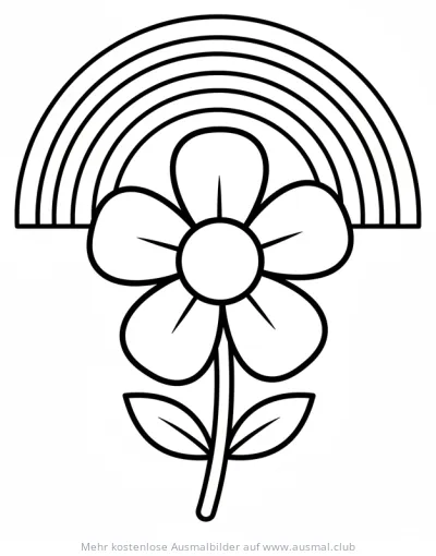 Regenbogen und Blume Ausmalbild