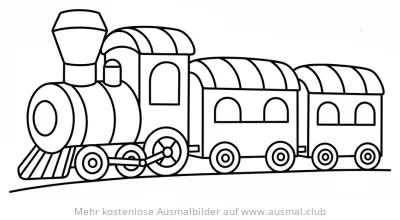 Zug Ausmalbild mit Lok und zwei Waggons