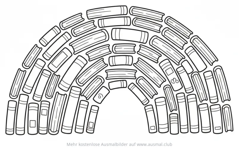 Bücher-Regenbogen Ausmalbild