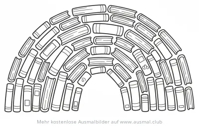 Bücher-Regenbogen Ausmalbild