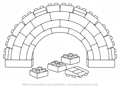 Regenbogen aus Bausteinen Ausmalbild