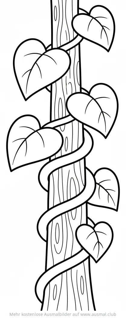 Liane windet sich um Baumstamm Ausmalbild
