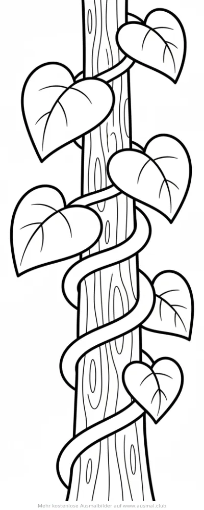 Liane windet sich um Baumstamm Ausmalbild