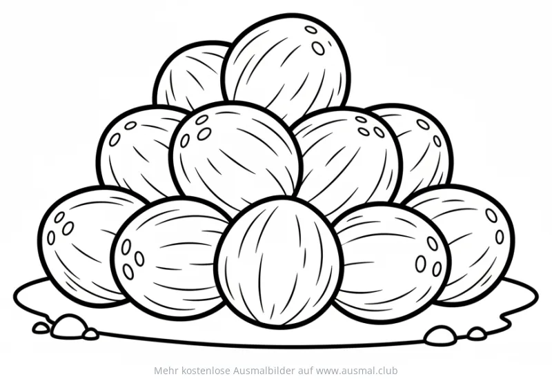 Kokosnuss Stapel Ausmalbild