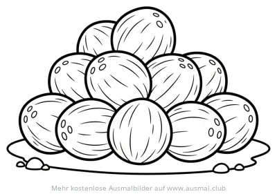 Kokosnuss Stapel Ausmalbild