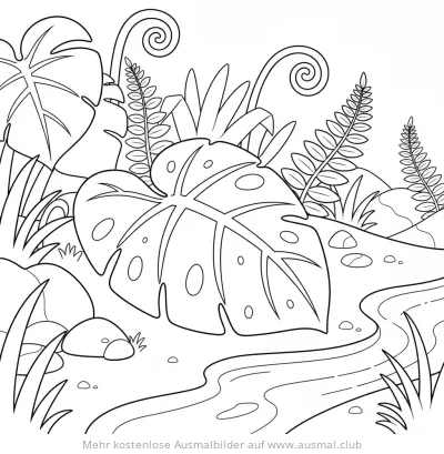 Riesenblatt im Dschungel Ausmalbild