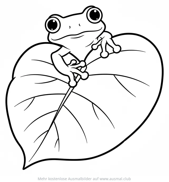 Baumfrosch auf Blatt Ausmalbild