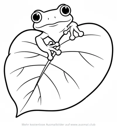 Baumfrosch auf Blatt Ausmalbild