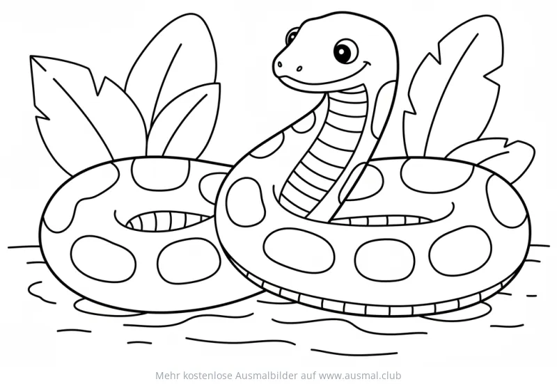 Freundliche Anaconda schwimmt im Wasser Ausmalbild