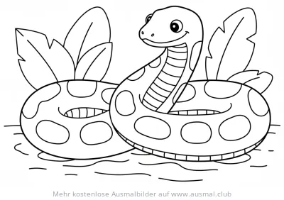 Freundliche Anaconda schwimmt im Wasser Ausmalbild