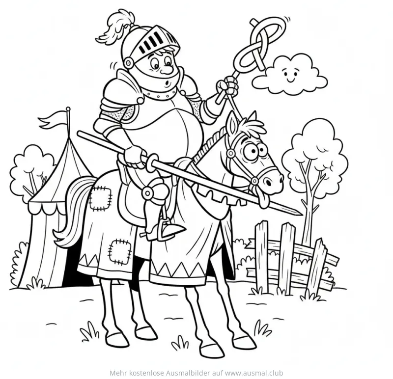 Ritter auf Pferd Ausmalbild vor Zeltlager