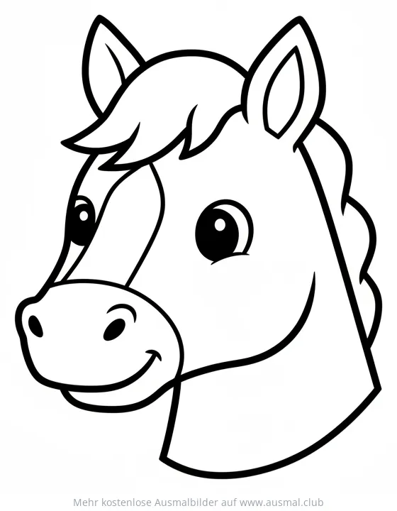 Pferdekopf Ausmalbild im Cartoon-Stil