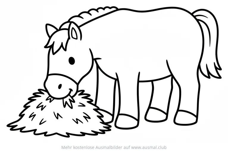 Pferd frisst Heu Ausmalbild