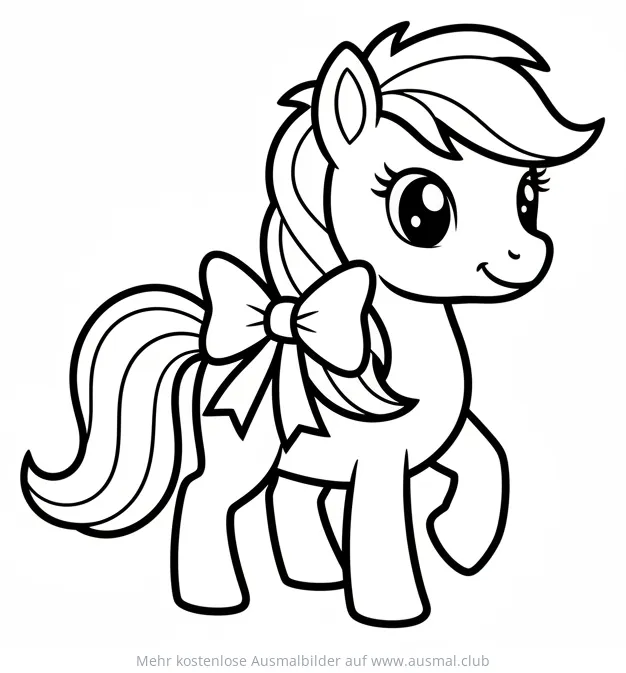 Pony mit Schleife Ausmalbild