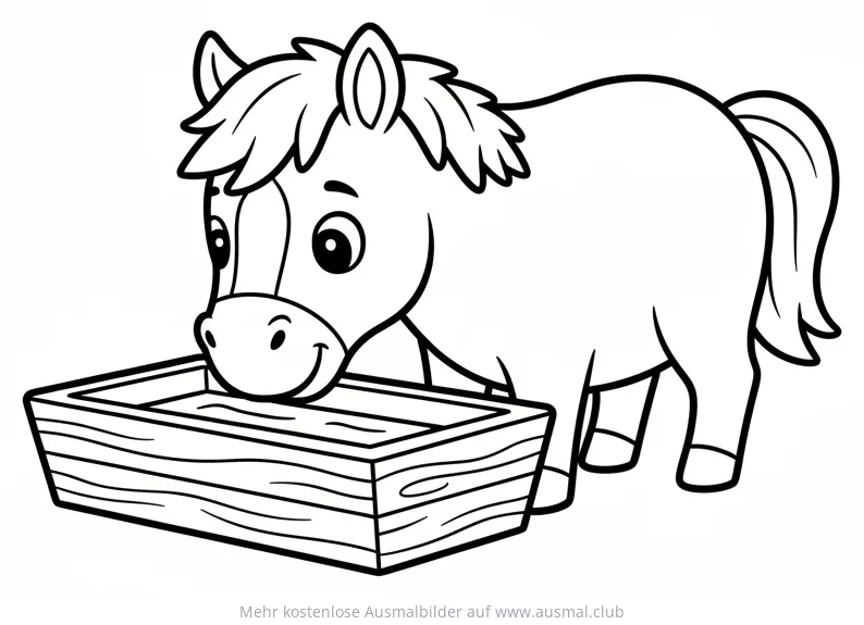 Pferd am Futtertrog Ausmalbild