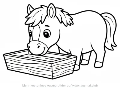 Pferd am Futtertrog Ausmalbild