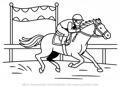 Jockey auf Pferd beim Rennen Ausmalbild
