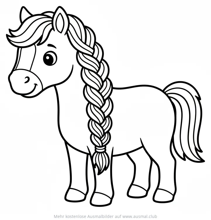 Pferd mit Zopf Ausmalbild