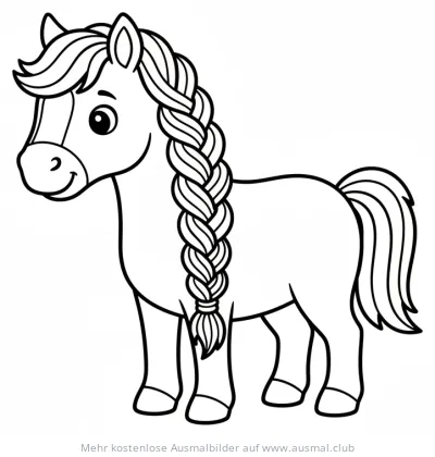 Pferd mit Zopf Ausmalbild