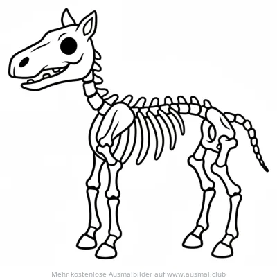 Pferdeskelett Ausmalbild in Cartoon-Optik