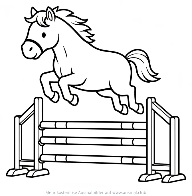 Pferd Springt über Hindernis Ausmalbild