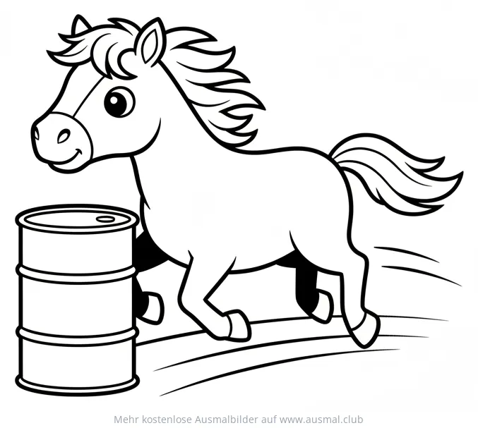 Cartoon Pferd Barrel Racing Ausmalbild