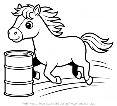 Cartoon Pferd Barrel Racing Ausmalbild